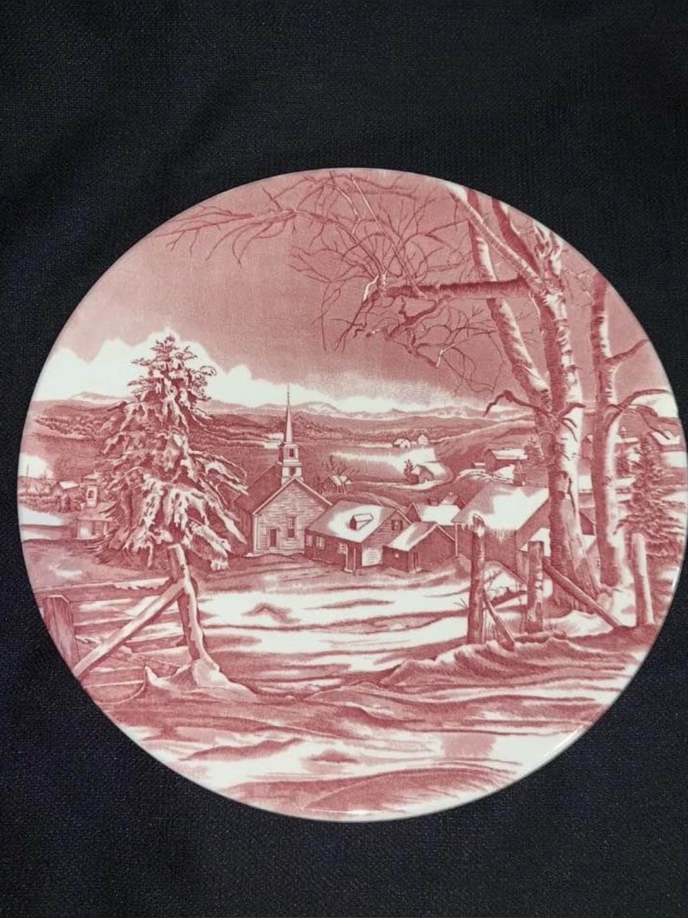 Vintage-Style Red Scenic Wall Plaque - Unbranded